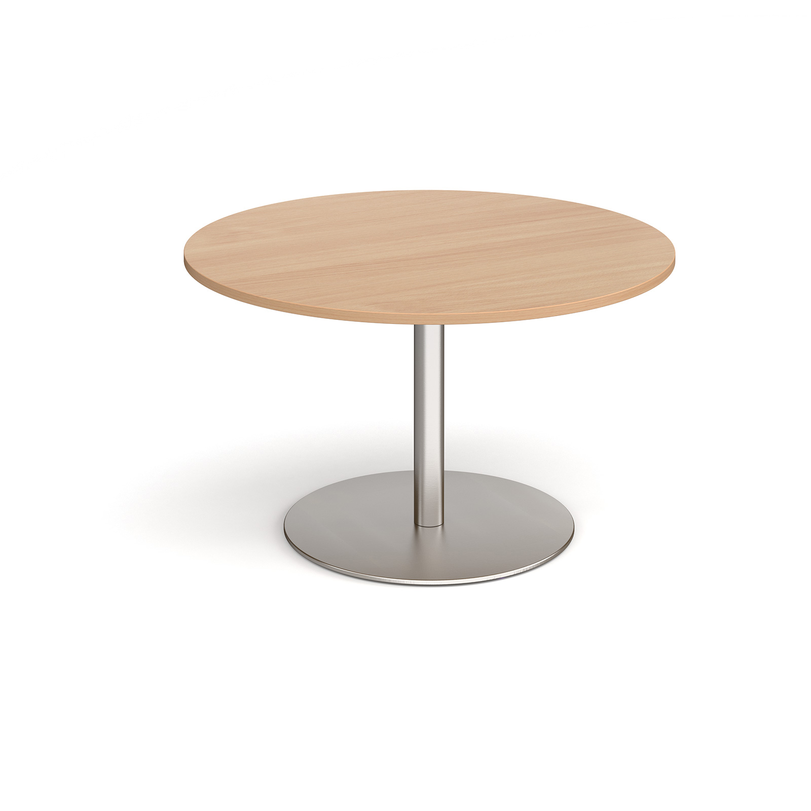 Eternal+circular+boardroom+table+1200mm+-+brushed+steel+base%2C+Beech+top