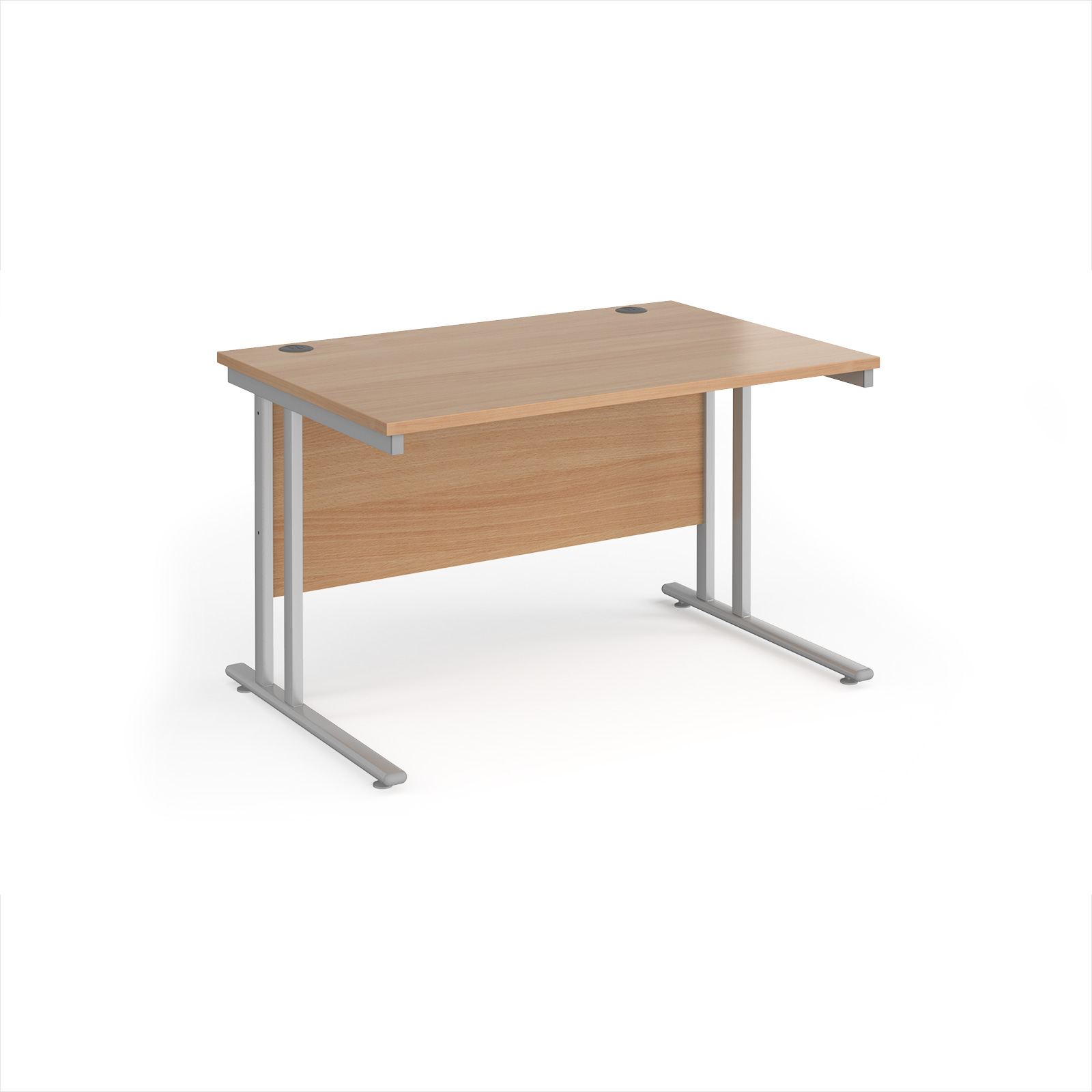 Maestro+25+straight+desk+1200mm+x+800mm+-+silver+cantilever+leg+frame%2C+Beech+top