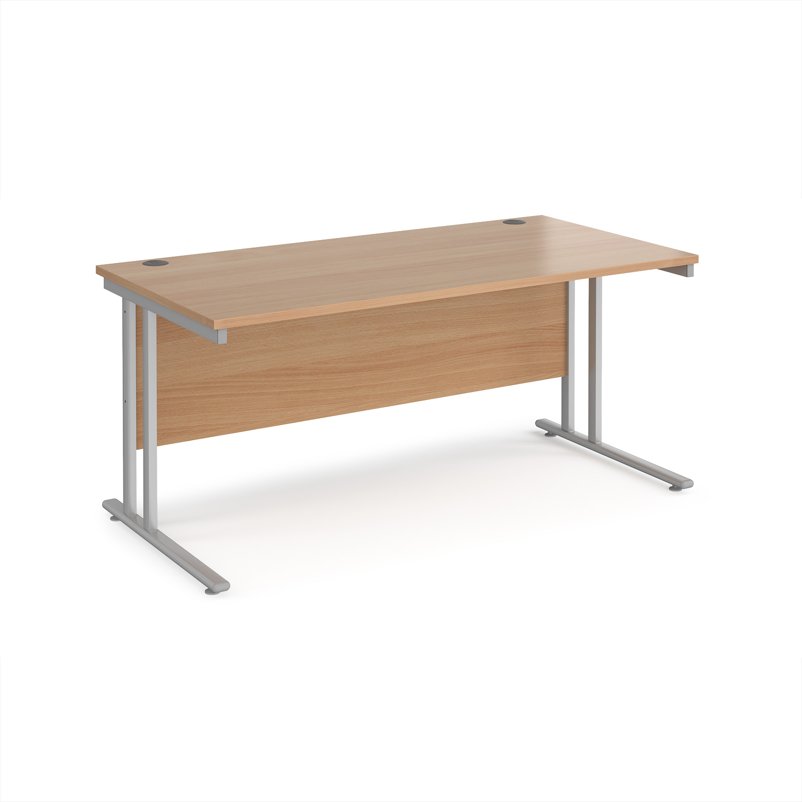 Maestro+25+straight+desk+1600mm+x+800mm+-+silver+cantilever+leg+frame%2C+Beech+top