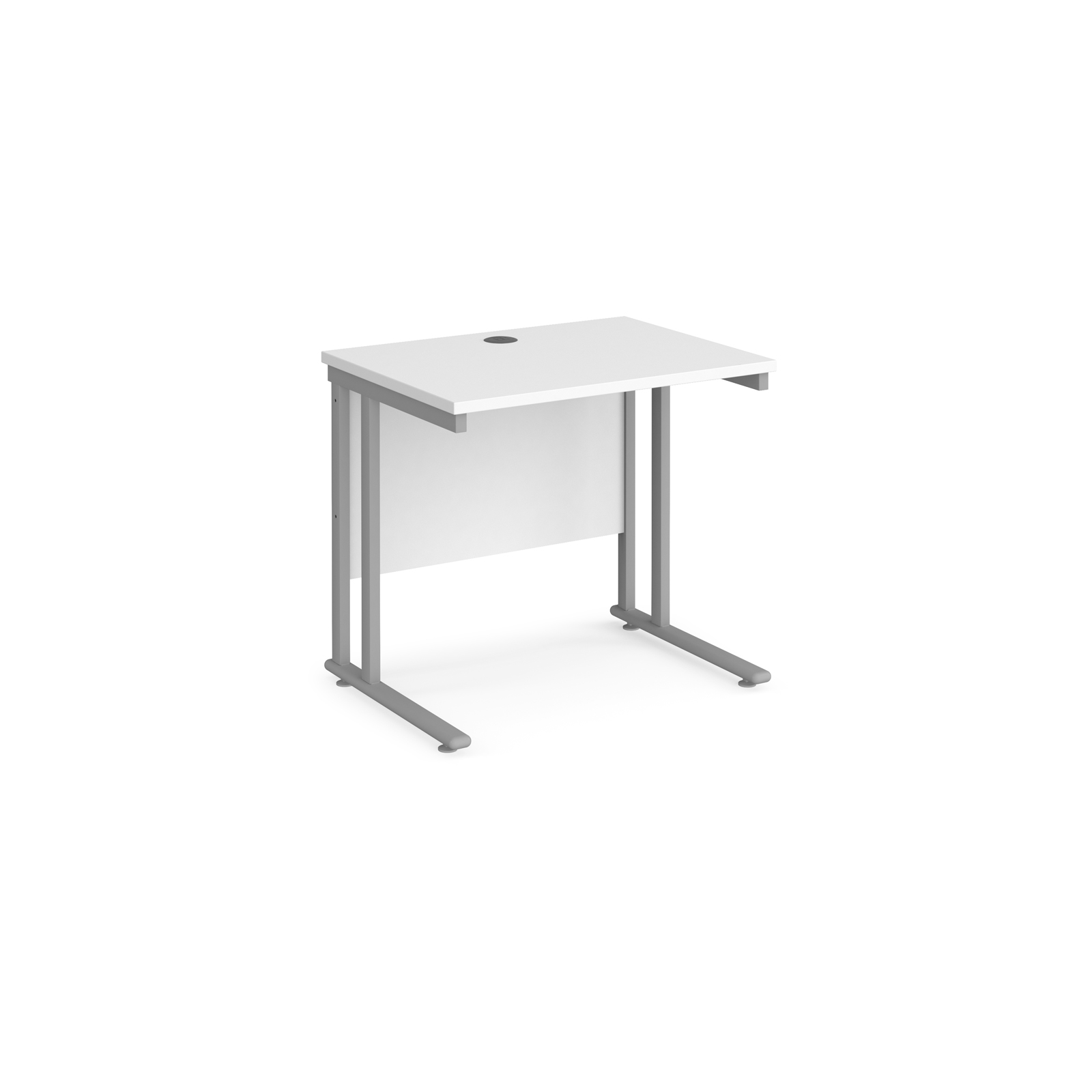 Maestro+25+straight+desk+800mm+x+600mm+-+silver+cantilever+leg+frame%2C+White+Top