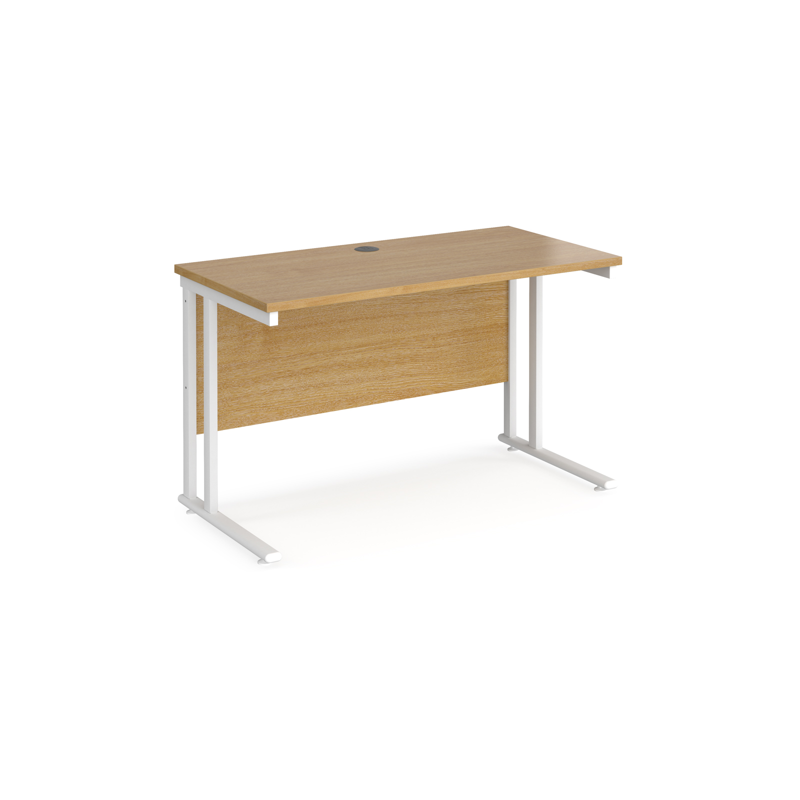 Maestro+25+straight+desk+1200mm+x+600mm+-+white+cantilever+leg+frame%2C+Oak+Top