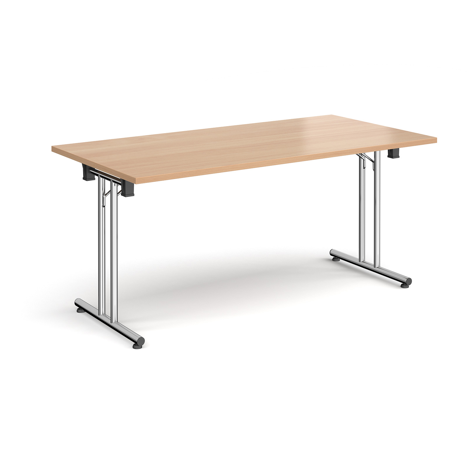 Rectangular+folding+leg+table+with+chrome+legs+and+straight+foot+rails+1600mm+x+800mm+-+Beech