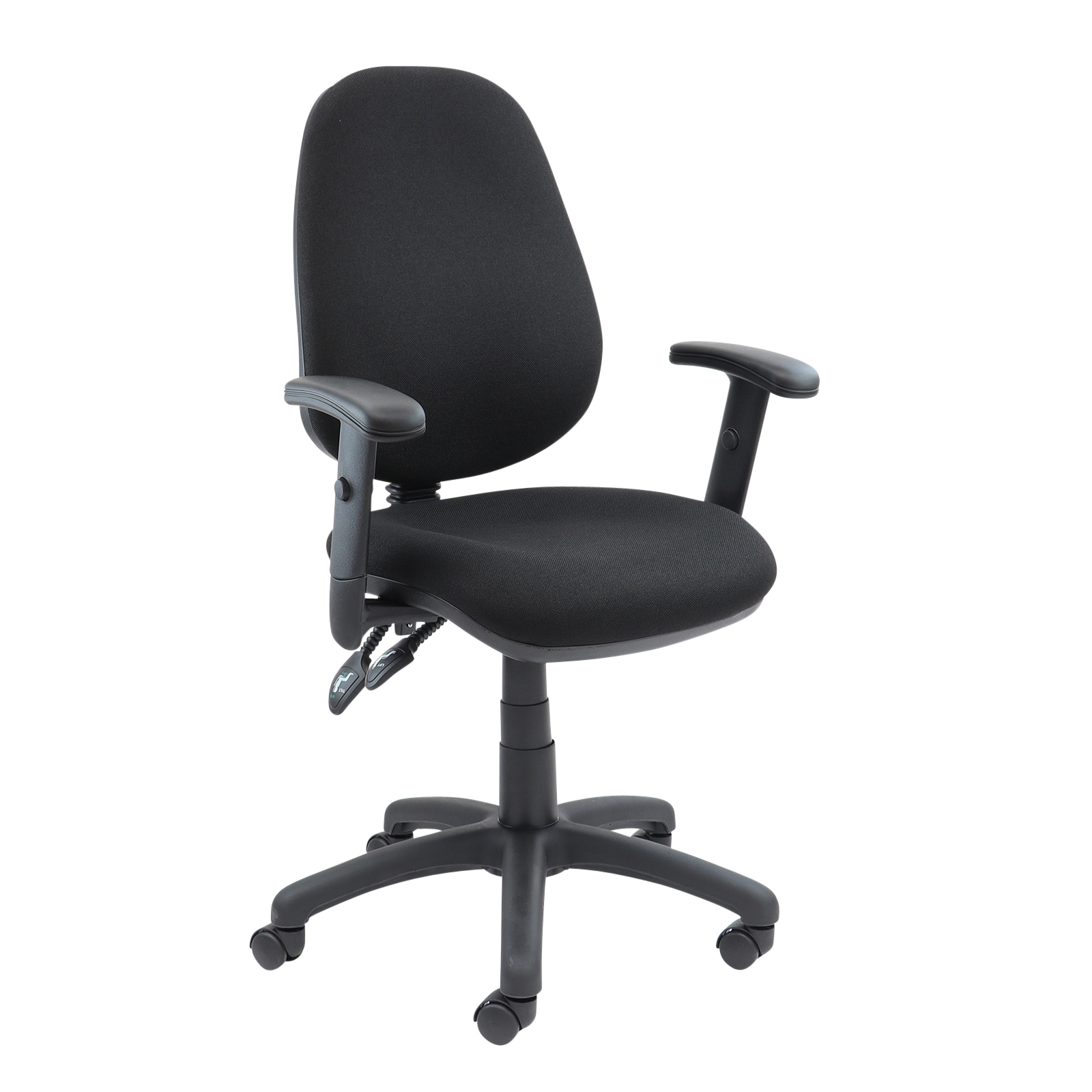 Vantage+100+2+lever+PCB+operators+chair+with+adjustable+arms+-+black