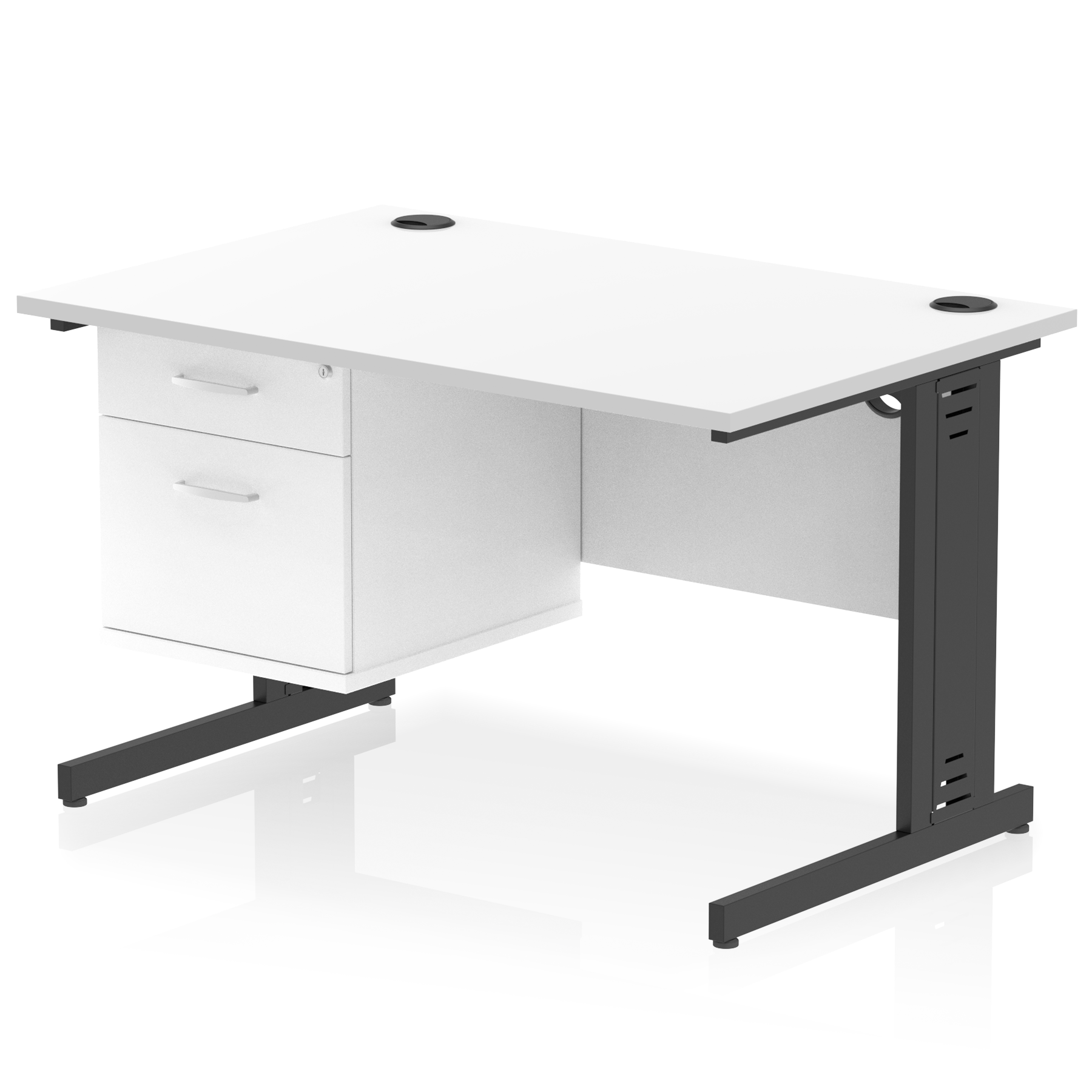 Impulse 1200 x 800mm Straight Office Desk Maple Top Silver Cable 