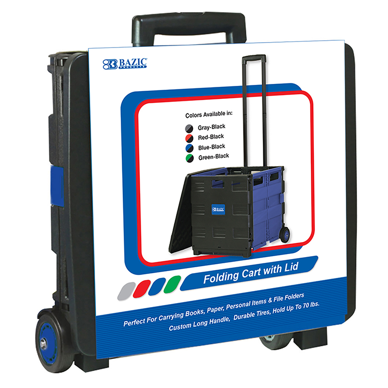 Folding+Cart+on+Wheels+w%2FLid+Cover%2C+16%22+x+18%22+x+15%22%2C+Black%2FBlue