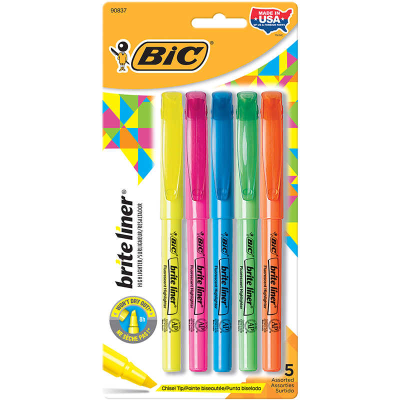 Brite+Liner%C2%AE+Highlighters%2C+Chisel+Tip%2C+Assorted+Colors%2CPack+of+5