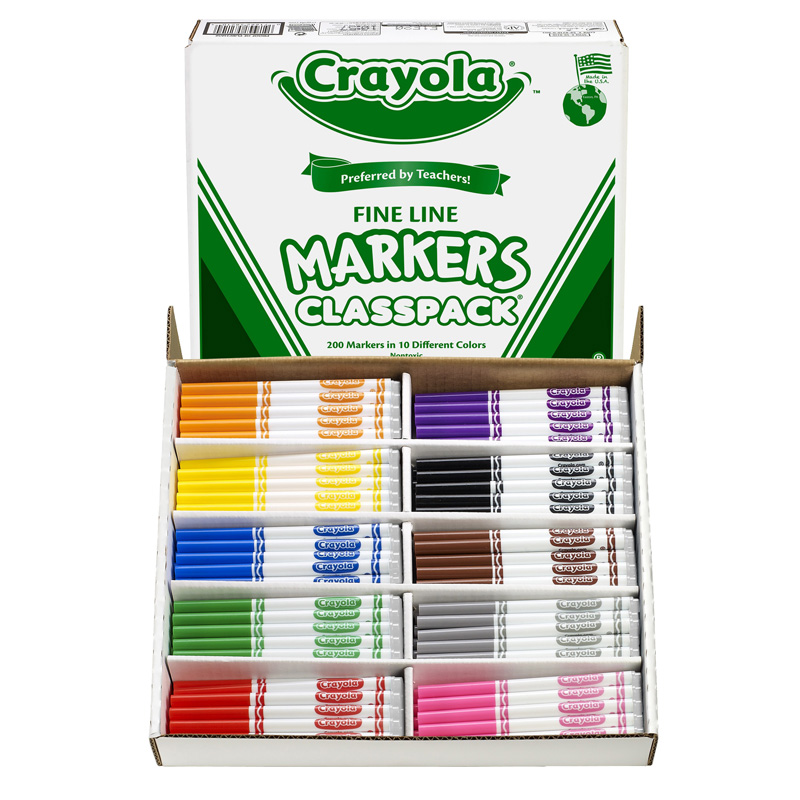 Crayola%26reg%3B+Non-Washable+Classpack+Markers%2C+Fine+Point%2C+10+Colors%2C+Pack+of+200