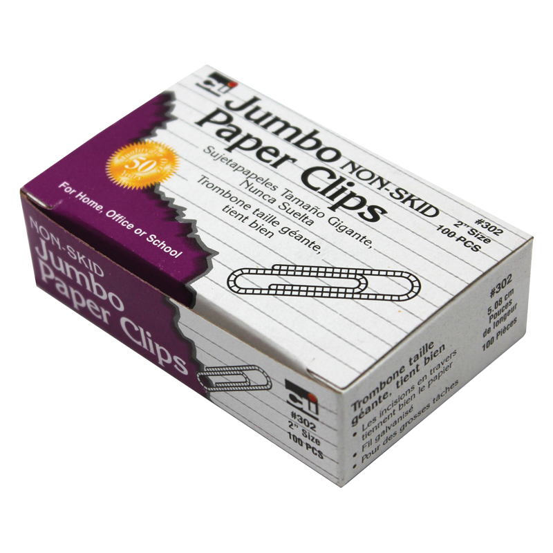 Paper+Clips%2C+Non-Skid%2C+Jumbo%2C+Silver%2C+100+Per+Box%2C+10+Boxes
