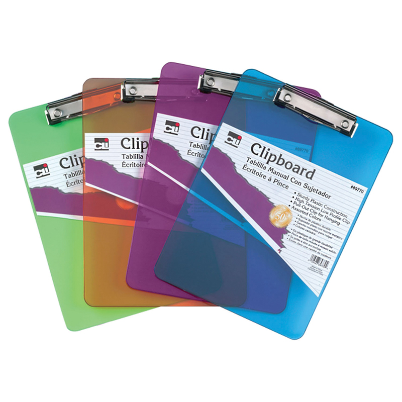 Charles+Leonard+Plastic+Clipboard%2C+Letter%2C+Assorted+Colors%2C+Pack+of+6