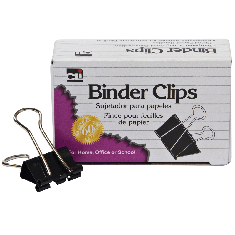 Binder+Clips%2C+Large%2C+1+Inch+Capacity%2C+Black%2FSilver%2C+12%2FBox