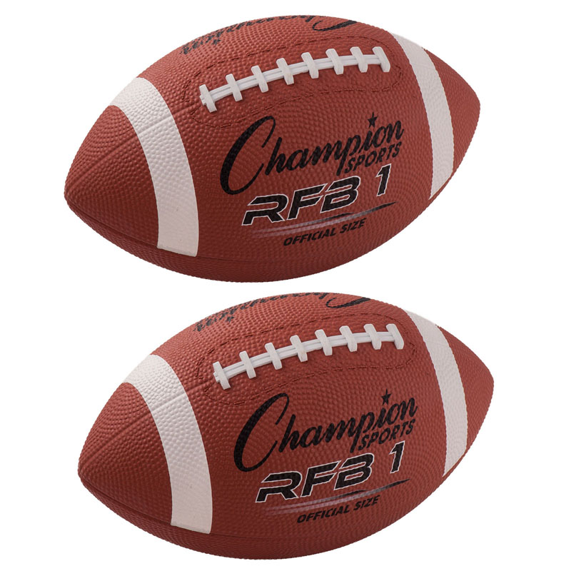 Champion+Sports+Official+Size+Rubber+Football%2C+Pack+of+2