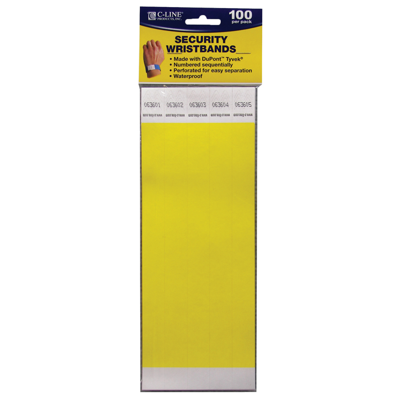 DuPont%E2%84%A2+Tyvek%C2%AE+Security+Wristbands%2C+Yellow%2C+Pack+of+100