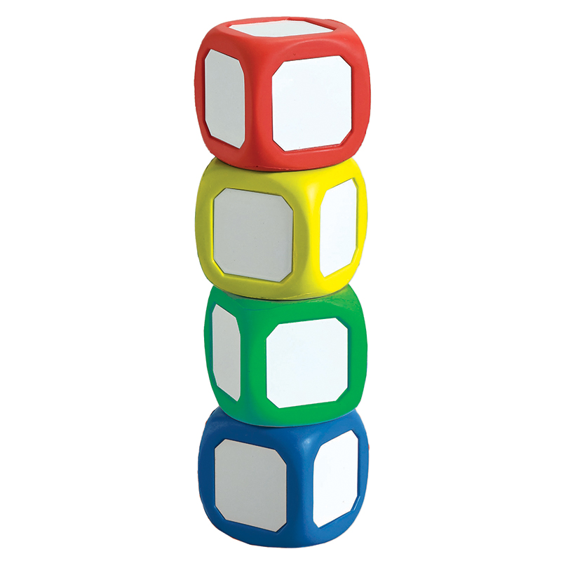 Magnetic+Write-On+Wipe-Off+Dice+Set+Of+4+Small+Dice+In+Assorted+Colors