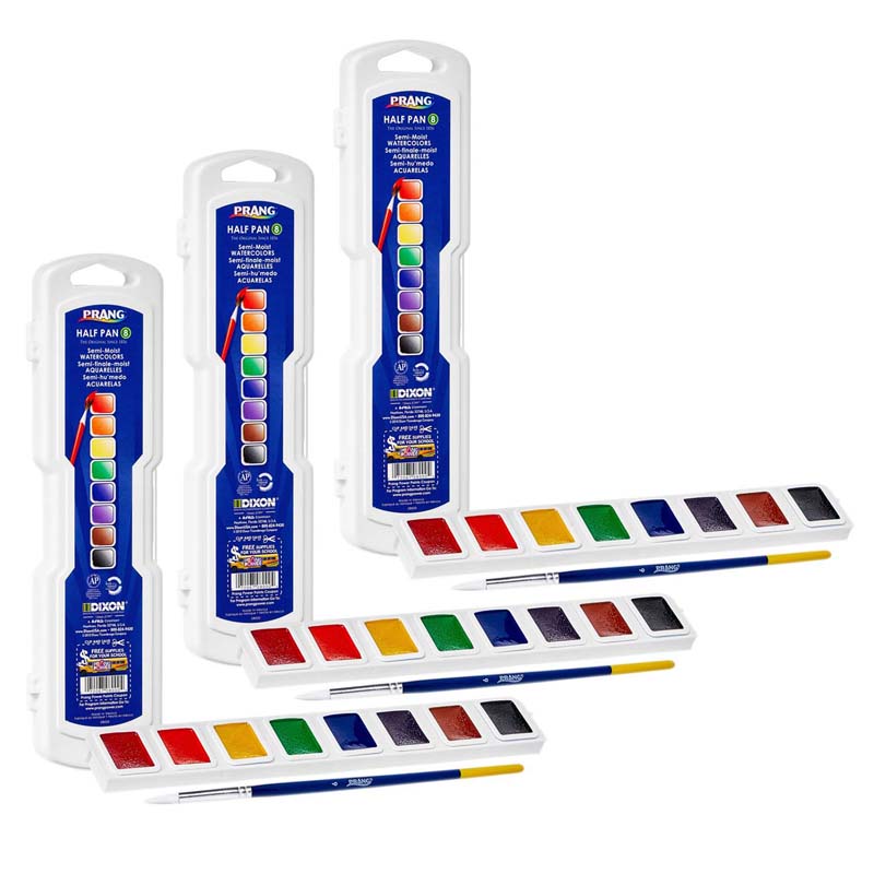 Professional+Watercolors%2C+8-Color+Half+Pan+Set+with+Brush%2C+3+Sets