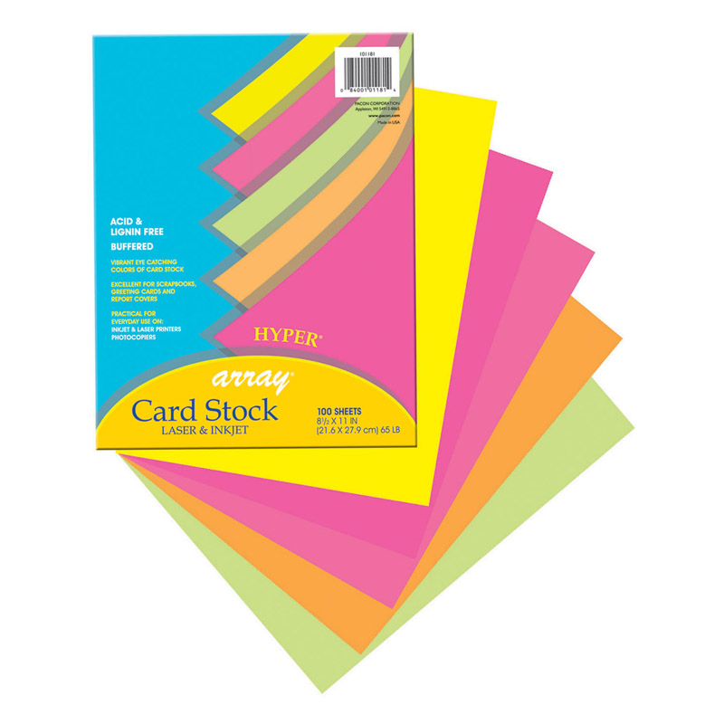 Array+Card+Stock+Hyper+100+Sht+Assortment+5+Colors+8-+1%2F2+X+11