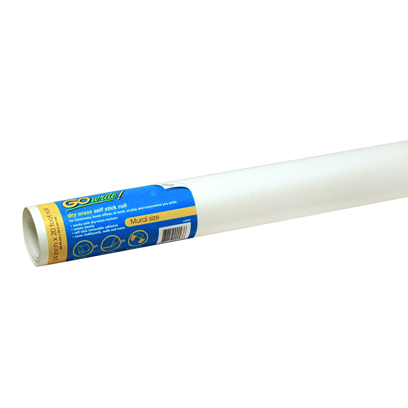 Dry+Erase+Roll%2C+Self-Adhesive%2C+White%2C+24%26quot%3B+x+20%26apos%3B%2C+1+Roll
