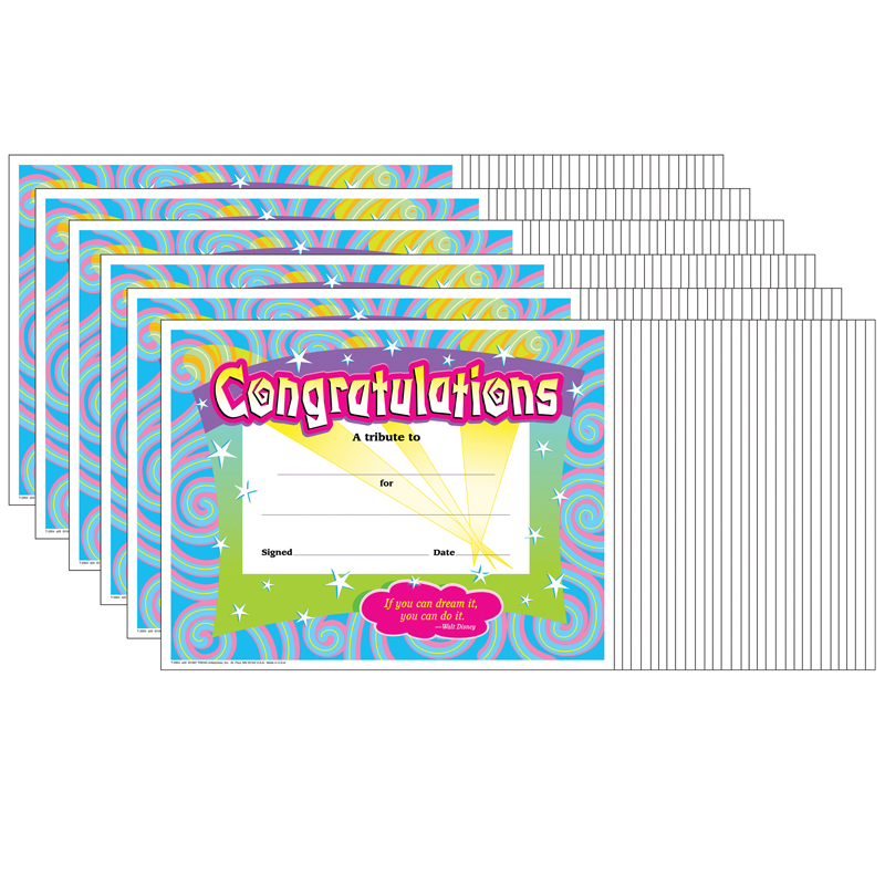 TREND+Congratulations%2FSwirls+Colorful+Classics+Certificates%2C+30+Per+Pack%2C+6+Packs