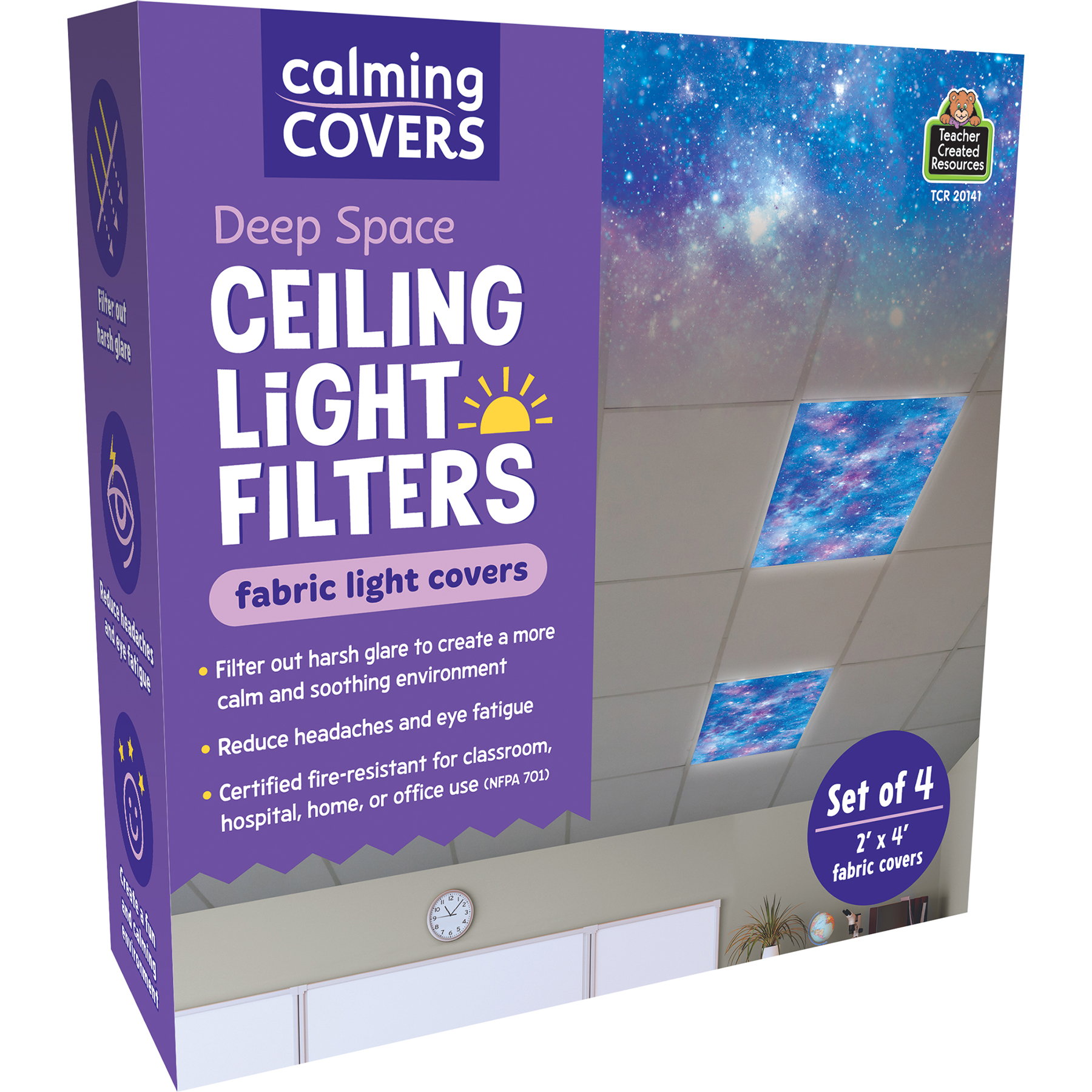 Calming+Covers+Ceiling+Light+Filters%2C+2%27+x+4%27%2C+Deep+Space%2C+Pack+of+4