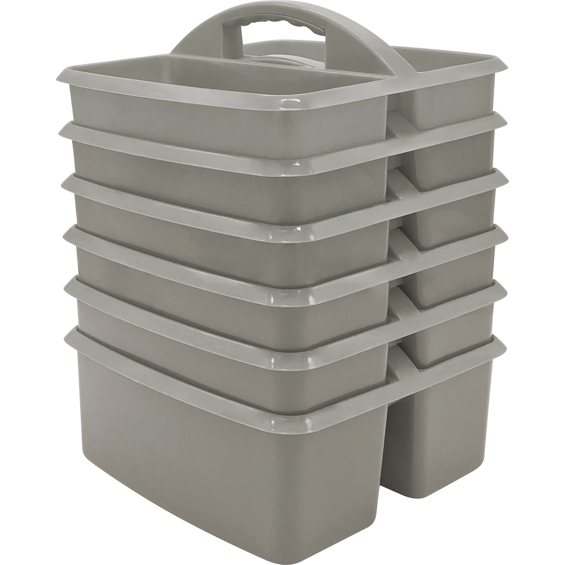Gray+Plastic+Storage+Caddy%2C+Pack+of+6