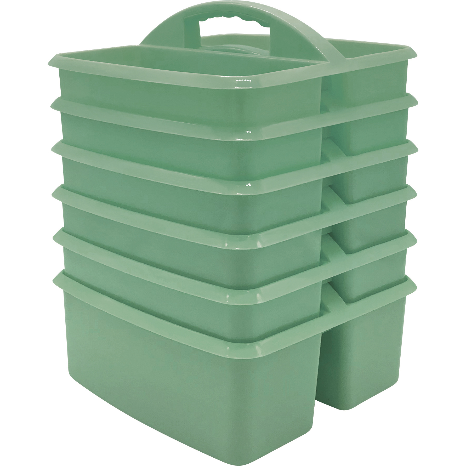 Eucalyptus+Green+Plastic+Storage+Caddy%2C+Pack+of+6