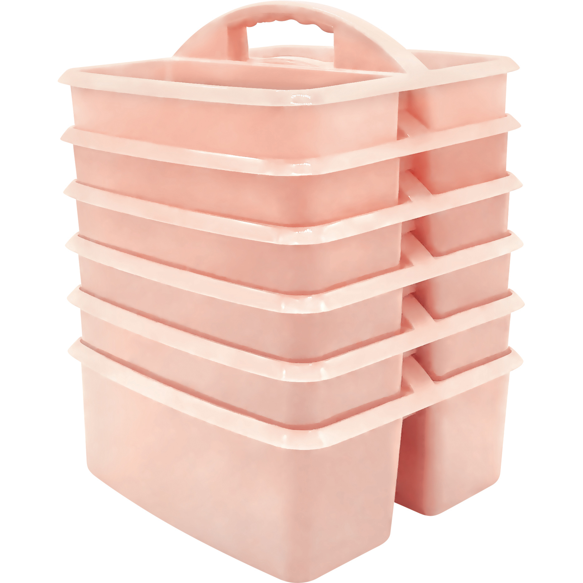 Blush+Plastic+Storage+Caddy%2C+Pack+of+6