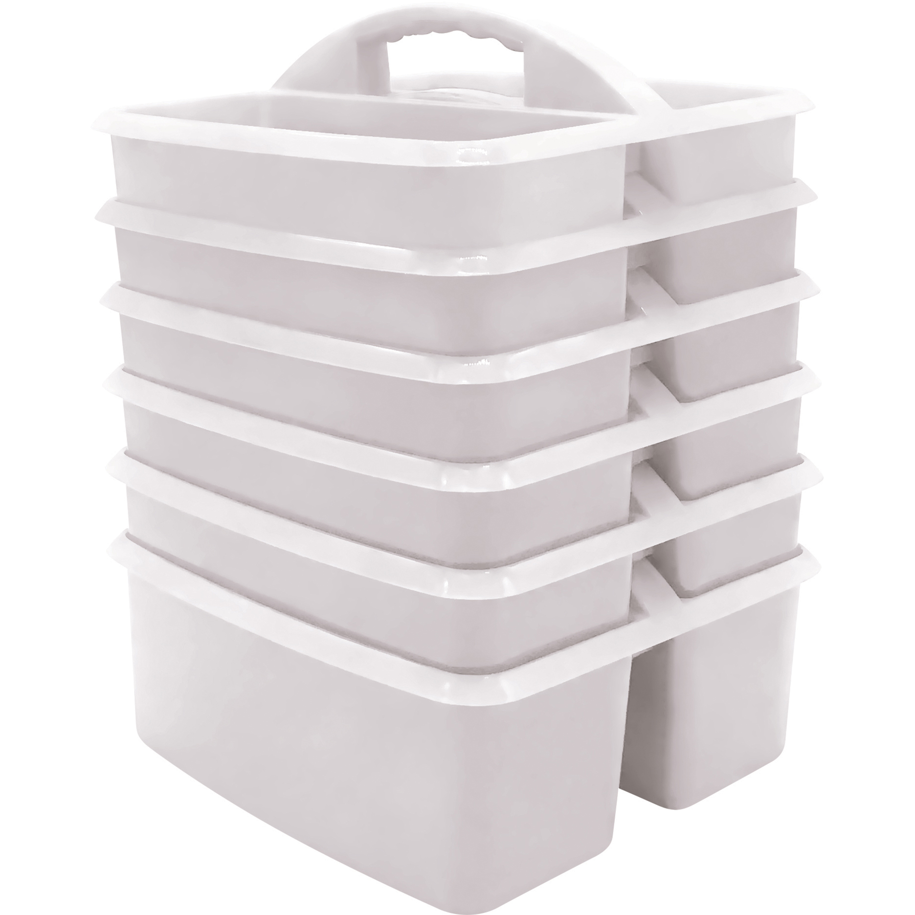 White+Plastic+Storage+Caddy%2C+Pack+of+6