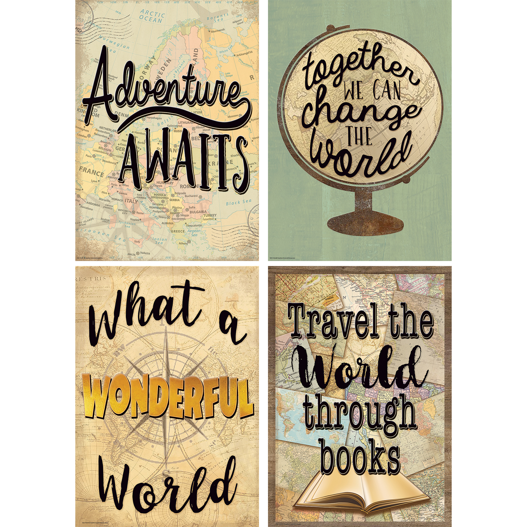 Travel+The+Map+Poster+Set+4+Pcs+