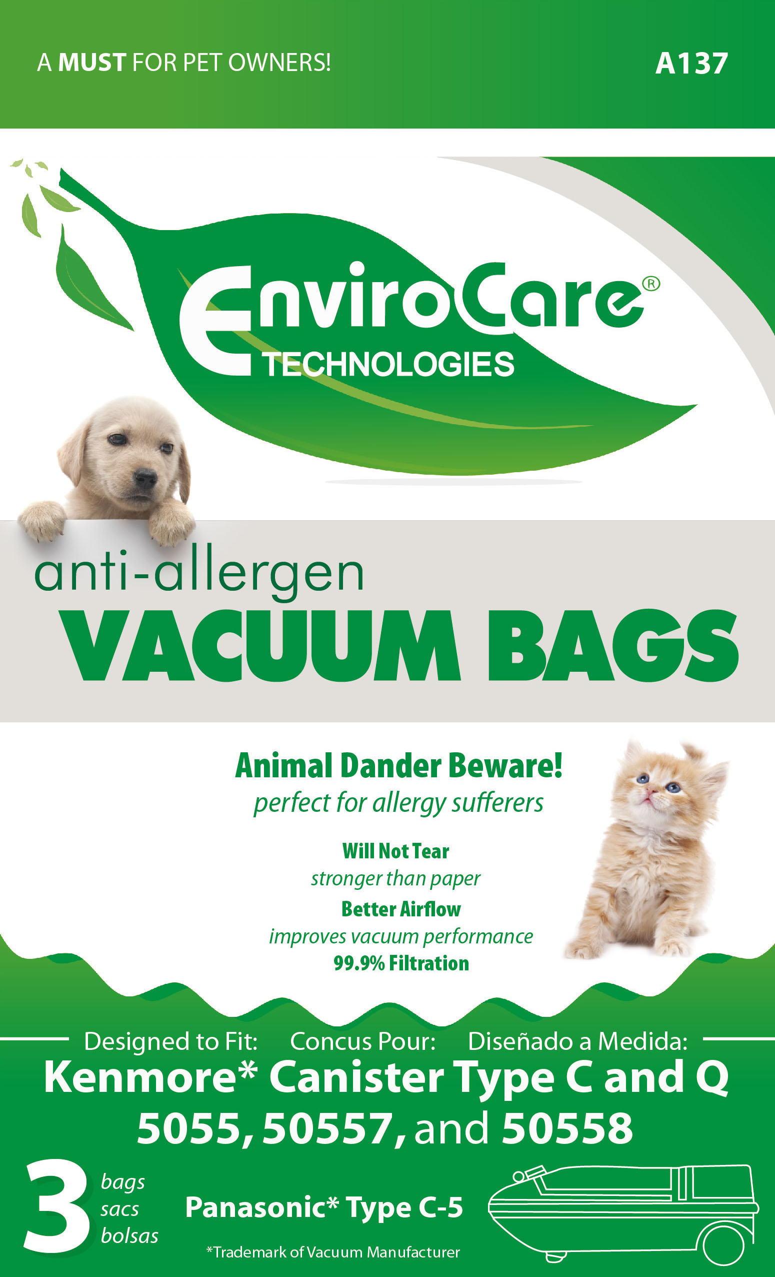 Envirocare+Kenmore+50558+Type+Q+Allergen+Vacuum+Bag+with+closure+Pack+of+3++A137