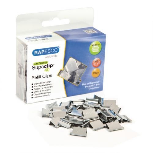 Rapesco+Supaclip+40+Refill+Stainless+Steel+Pack+200