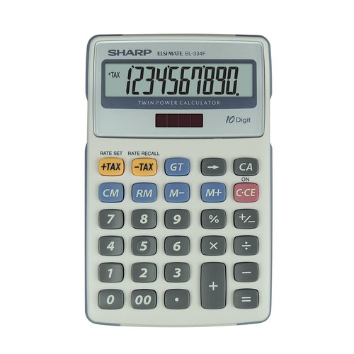 Sharp+White+and+Grey+10Digit+SemiDesktop+Calculator+EL334FB
