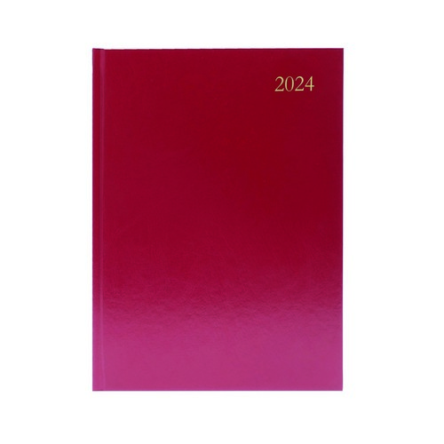 2024+Diary+A5+Day+Per+Page+Burgundy