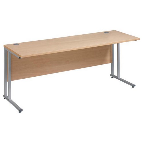 Maestro+25+Sl+Silver+Double+Upright+Cantilever+Desk+1200W+X+800D+Oak+25mm+Top+18mm+Back+Panel