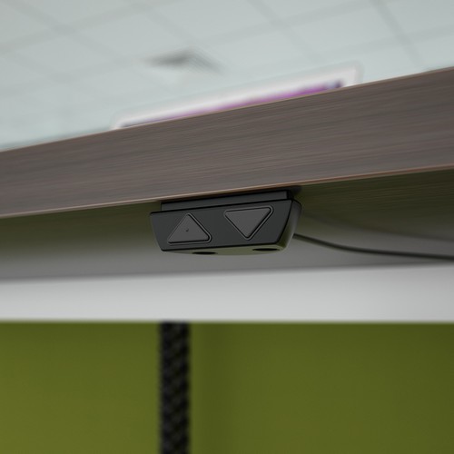 Elev8+Touch+Straight+SitStand+Desk+1200mm+X+800mm+Black+Frame+And+Walnut+Top