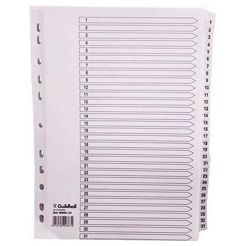 Guildhall+1-31+Index+Mylar+White+A4+160gsm+White+Card