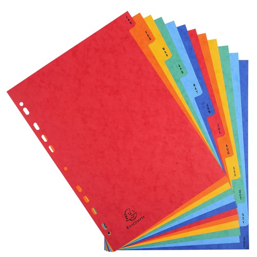 Exacompta+12+Parts+JanuaryDecember+225gsm+Assorted