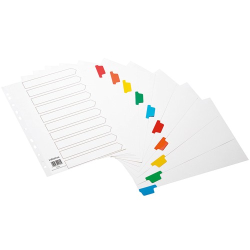 Initiative+White+Board+A4+160gsm+Divider+10+Part+Coloured+Mylar+Tab