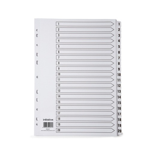 Initiative+White+Board+A4+160gsm+Divider+1-20+Mylar+Tab