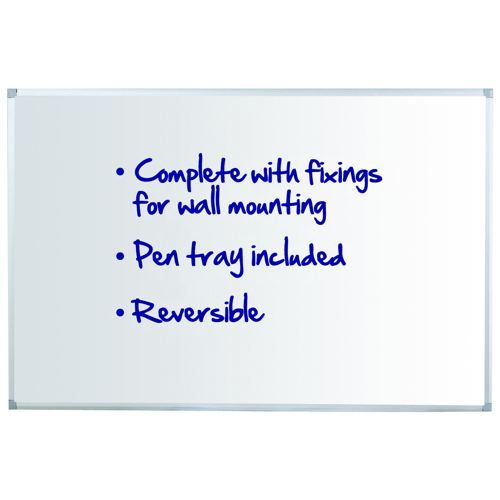 Initiative+Reversible+Non+Magnetic+Drywipe+Board+Aluminium+Frame+With+Pen+Tray+900x600mm+%283x2%29