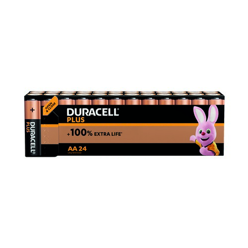Duracell+Plus+AA+Battery+Alkaline+100%25+Extra+Life+%28Pack+of+24%29+5009386