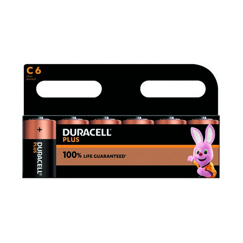 Duracell+Plus+C+Battery+Alkaline+100%25+Life+%28Pack+of+6%29+5009814