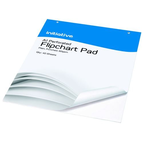 Initiative+Punched+Perforated+Flipchart+Pad+A1+60gsm+White+Bleedproof+Paper+40+Sheets