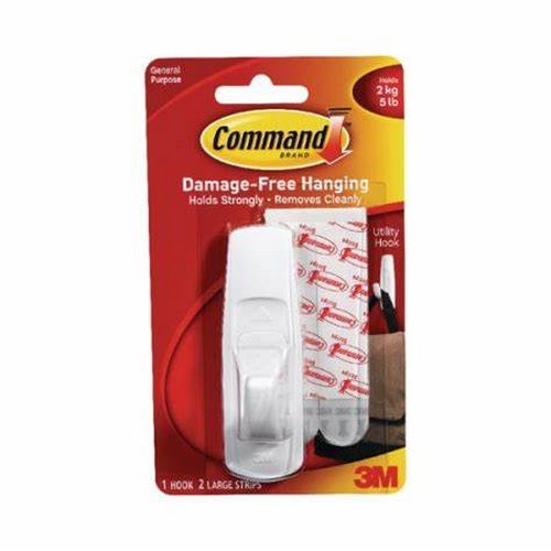 3M+Command+Adhesive+Hook+Large+White+with+Two+Adhesive+Strips