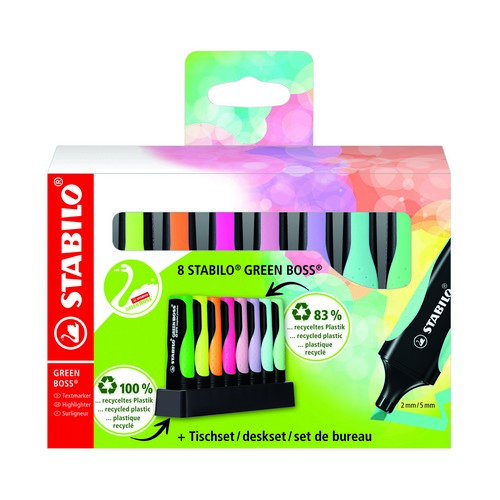 Stabilo+Green+Boss+Desk+Set+Highlighter+Assorted+%28Pack+of+8%29+6070%2F085