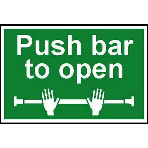 Self+adhesive+semirigid+PVC+Push+Bar+To+Open+sign+%28300+x+200mm%29.+Easy+to+fix++simply+peel+off+the+b