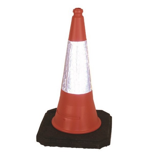 Red+Weighted+Traffic+Cone+With+Reflective+Sleeve+1000mm