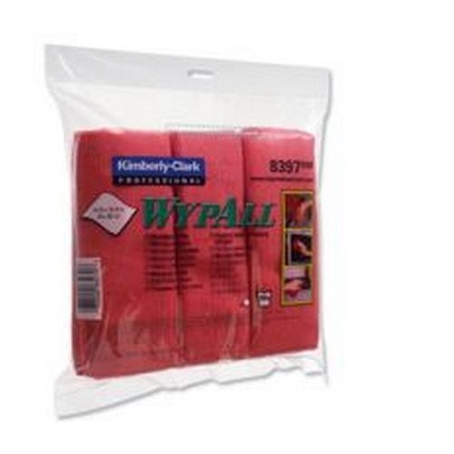 Wypall+Microfibre+Cleaning+Cloths+for+Dry+or+Damp+Multisurface+Use+Red+Pack+6