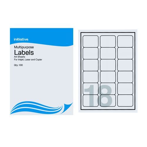Initiative+Multipurpose+Labels+63.5+x+46.6mm+18+per+Sheet+Pack+100
