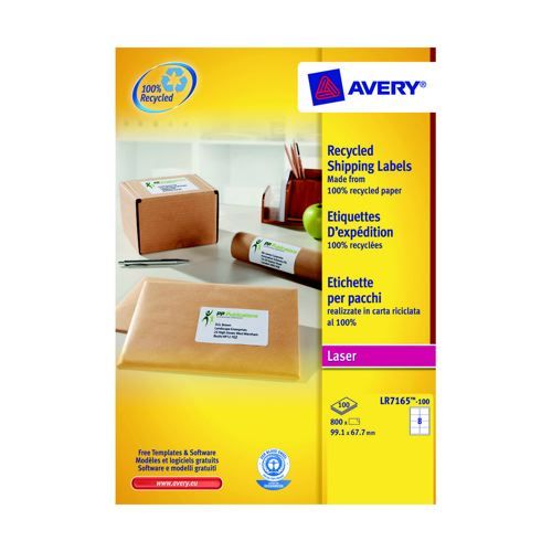 Avery+Recycled+Address+Laser+Labels+8+Per+Sheet+White+Pack+100
