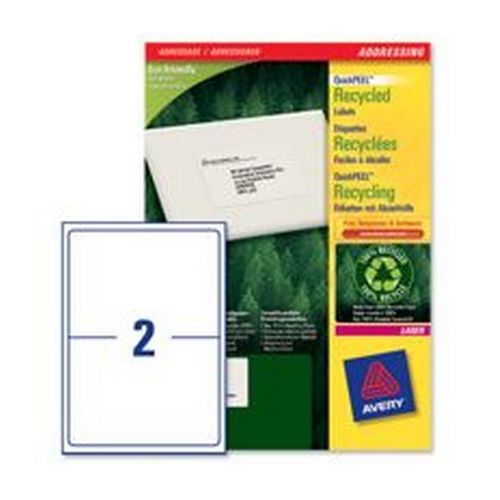 Avery+Recycled+Address+Laser+Labels+2+Per+Sheet+White+Pack+100