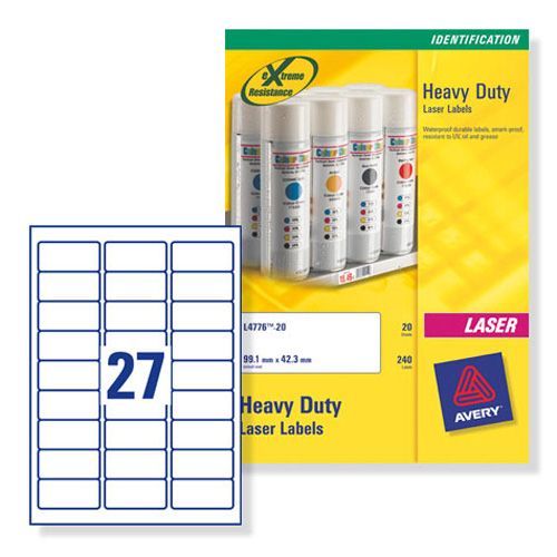 Avery+Heavy+Duty+Labels+Laser+27+per+Sheet+63.5x29.6mm+Silver+540+Labels